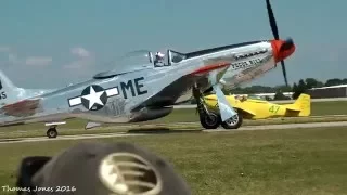 14 P-51 Mustangs Simultaneous Engine Run and Takeoffs