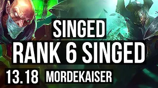 SINGED vs MORDEKAISER (TOP) | Rank 6 Singed, 700+ games, 900K mastery | NA Grandmaster | 13.18