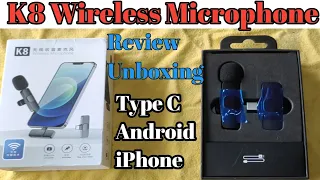 K8 Wireless Microphone | Review Unboxing  | Type C Android & iPhone | Clear Mic