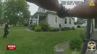 Body camera footage shows LMPD officer tackle double shooting suspect after foot chase