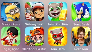 Count Master 3D,Subway Surf,Tom Time Rush,Sonic Dash,Bowmasters,Cat Runner,Tom Gold Run,Angry Gran