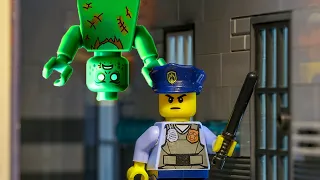 Police! Zombie at the prison ceiling!  Lego Zombie Attack