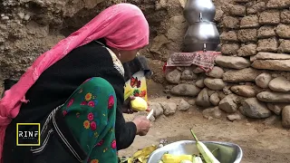 Cooking eggplant in winter in a cave  |  Village Life Afghanistan | Food Recipe