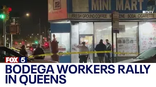 Bodega workers rally in Queens after stabbing