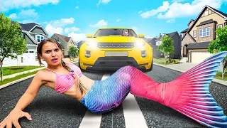 I turn into a mermaid and I got run over in the street!