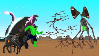 TEAM GODZILLA - HULK .vs Evolution of SIREN HEAD GIANT [HD] | Godzilla Movie Cartoon