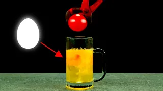 experiment 1000 degree glowing  metal ball vs eggs