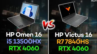 HP Omen 16 vs HP Victus 16 | i5 13500HX RTX 4060 vs R7 7840HS RTX 4060 FPS Sıcaklık Watt Kıyaslaması