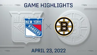 NHL Highlights | Rangers vs. Bruins - Apr 23, 2022