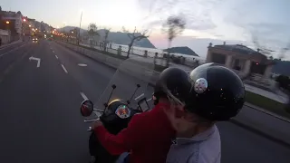 VESPA rides through San Sebastian, Spain