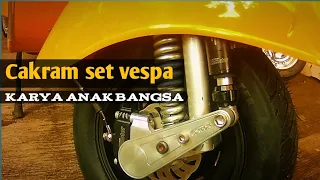 Nutrisari VESPA wannabe part5 || pemasangan cakram Gscooter fork kaki 3 di vespa sprint SELESAI