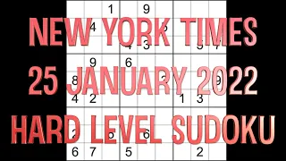 Sudoku solution – New York Times sudoku 25 January 2022 Hard level