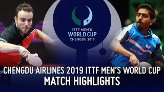 Simon Gauzy vs Sathiyan Gnanasekaran | 2019 ITTF Men's World Cup Highlights (Group)