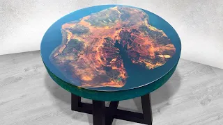 ТОЛСТАЯ ЗАЛИВКА ЭПОКСИДКИ В ТАЗУ | ЭПОКСИДНЫЙ КРУГЛЫЙ СТОЛ ПЛАНЕТА | ROUND EPOXY TABLE PLANET