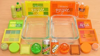 Mountain Dew vs Orange Crush - Mixing Makeup Eyeshadow Into Slime ASMR