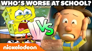 SpongeBob vs Big Nate 📚 Who's The WORST Student? | Nickelodeon Cartoon Universe