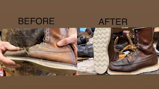 Red Wing #877  Moc toe total makeover!Step by step process! From almost trash to almost new!