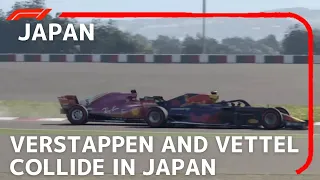 Verstappen And Vettel Collide | 2018  Game Recreation Japanese Grand Prix