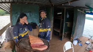 EM BUSCA DE UM NOVO LUGAR DE PESCA - PESCAMOS E PREPARAMOS CARNE NO DISCO DE ARADO! Pescaria