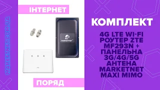 4G LTE  роутер ZTE MF293N + Панельна 3G/4G антена MARKETNET Maxi MIMO 22 dBi