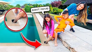 George Got His Foot STUCK in the Pool DRAIN *Can't Get it Out* | Jancy Family