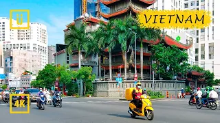 Walking in Vietnam. Ho Chi Minh City walk: District 1 to Airport. Binaural Audio. [4K walking tour]