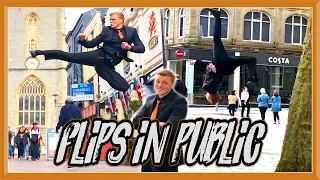 INSANE FLIPS IN PUBLIC! BACKFLIP! REACTIONS! 😮 | SUIT EDITION | FLIPS & KICKS