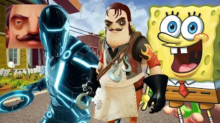 Hello Neighbor - New Secret Neighbor Butcher SpongeBob Tron History Gameplay Walkthrough