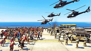 قراند 5 : العسكر ضد جيش الزومبي | GTA V Fort Zancudo vs Zombie Outbreak