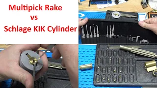 (559) Schlage KIK Cylinder Raked Open & Gutted the Using Multipick ELITE Medium 27 Piece Pick Set