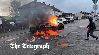 Police attacked with petrol bombs in Northern Ireland at illegal dissident Republican parade