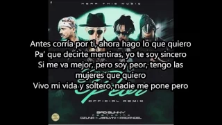 Soy peor Remix (letra) - Bad Bunny ft J Balvin, Ozuna & Arcangel