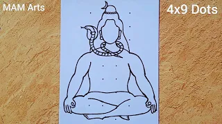 Lord shiva drawing from 4×9 dots easy // Lord Mahadev drawing // Shivaratri Lord bholenath drawing