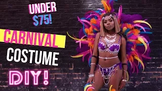 UNDER $75? HOW I MADE A CARNIVAL COSTUME FROM CARDBOARD, GEMS, AND FEATHERS! (NO SEW)