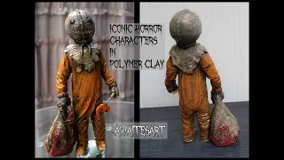 Trick 'r Treat Sam in Polymer clay. Sculpting a weekly iconic dark horror movie character.