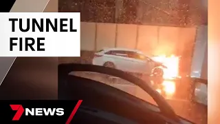 Lucky escape after a car burst into flames in the Eastern Distributor tunnel | 7 News Australia