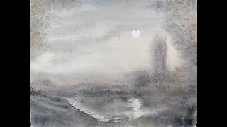 421) Gothic Castle Watercolor Painting Part 1: The wet in wet stage.