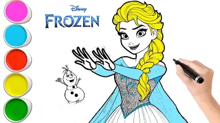 Frozen Drawing Painting and Coloring For Kids || How to draw Princess Elsa || Coloring Pages