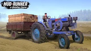Spintires MudRunner Old Chinese Tractor With A Trailer