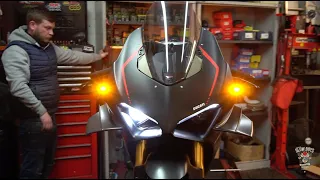 Installing Rizoma Stealth Mirrors on Ducati Panigale V4 SP and Evotech Frame Crash Protection...