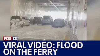 Viral video shows Washington state ferry deck get flooded while crossing Strait of Juan de Fuca