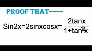 Sin2x=2sinxcosx=2tanx/1+tan^x trigonometry identies solve(hindi)