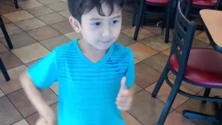 Attempting the chicken dance (thanks to Jonah R.) lol! Chic fil-a Arboretum, aug 21, 15.