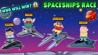 Shinchan vs kazama vs masao vs bochan in spaceship race 😱🔥 | shinchan plays cosmic challenge racing