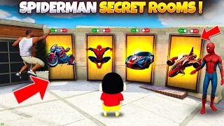 Franklin Opening Spider-Man All Secret Rooms With Shinchan And See So Many Spider Suits,Bikes,GTA 5