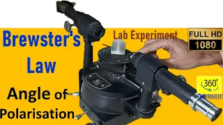 Brewster's law experiment, determination of angle of polarisation, refractive index