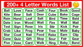 200+ Four Letter Words List 🤔 | Phonics lesson | Reading Words Lesson | Learn with examples