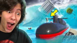 TENTANDO SOBREVIVER A UM TSUNAMI DENTRO DE UM SUBMARINO NO GTA 5!!