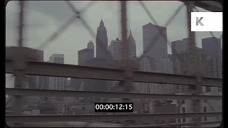 1980s New York, POV Driving Over Brooklyn Bridge, 35mm