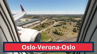 MSFS2020 flying from Oslo to Verona to Oslo Norwegian PMDG 737-800